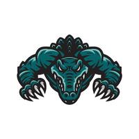 crocodile illustration attacking pose with claws design logo vector