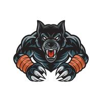 black panther attacking with its claws design logo illustration vector