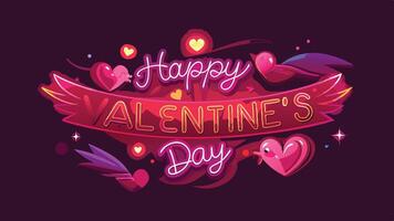 A Dreamy Valentine Day Banner Featuring Happy Valentine Day Message with Soft Pink and Red Heart Accents vector