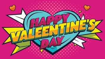 Pop Art Inspired Valentines Day Banner with Happy Valentine Day Message in Bold and Vibrant Design vector