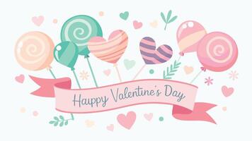 Pastel Themed Valentines Day Banner with Happy Valentine Day Message in Soft Romantic Colors vector