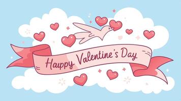 A Dreamy and Soft Valentines Day Banner Featuring Happy Valentine Day Message in Elegant Design vector