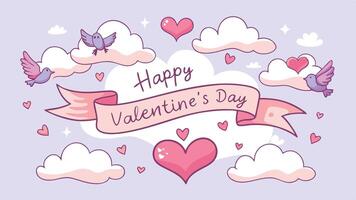 Dreamy and Soft Valentines Day Banner with Happy Valentine Day Message for a Romantic Celebration vector