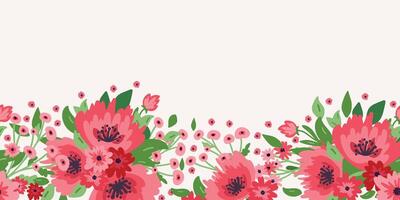 Multipurpose Floral Background. White Banner with Spring Blooms vector