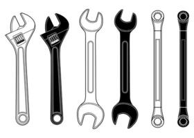 spanner set of combination wrench illustration isolated vector