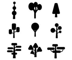 Trees silhouette -forest isometric and simple shapes collection vector