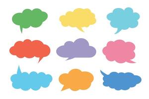 Colorful speech bubble icon set to communication geometric graphic element, vector