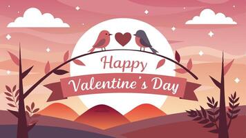 A Serene Valentines Day Banner with Happy Valentine Day Message in Elegant Design vector