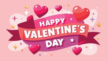 A Dynamic Valentines Day Banner with Happy Valentine Day Message in Elegant Festive Design vector