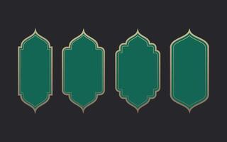 Ramadan frame shapes. Golden border with pattern for banner. Islamic luxury design elements for decoratio Vintage templates. vector