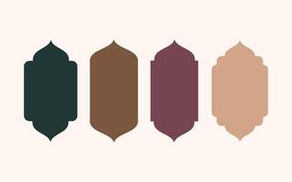 Shape Islamic door and window silhouette Arabic arch. Collection of patterns in oriental style. Frames in Arabic Muslim design for Ramadan Kareem. mosque gate shape isolated on white background vector