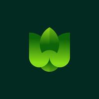 Letter W with leaf app icon logo design template for business vector