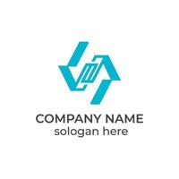 Initial letter SM linked and connect logo vector