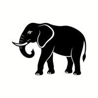 An elephant is shown in a black and white silhouette vector