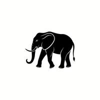 An elephant is standing in a black and white logo vector