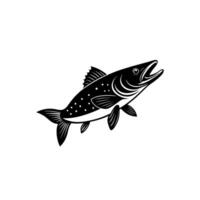 A black and white image of a fish vector