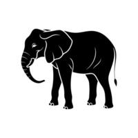 Elephant standing silhouette on white canvas vector