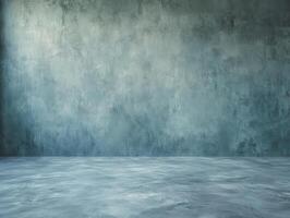 A textured blue wall and floor create a serene, minimalist backdrop for various uses. photo