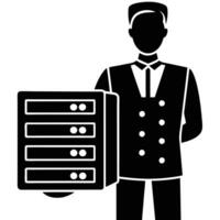 Server Icon Silhouette Isolated on White canvas vector