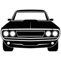 Muscule Car Front View Silhouette on White Background canvas vector