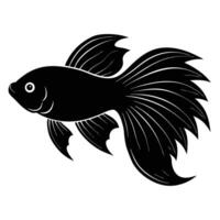 Betta Fish Silhouette in Motion on White Background canvas vector