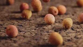 Fresh lychees falling video