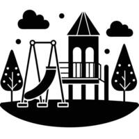 Playground Silhouette Isolated on White canvas vector