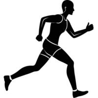 Runner Action Silhouette on White canvas vector