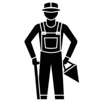 Construction Worker Silhouette on White Background vector