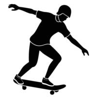 Skateboarder Silhouette Isolated on White canvas vector