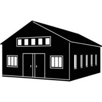 Minimalist Warehouse Silhouette Design on White Background vector