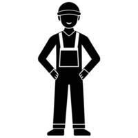 Industrial Worker Silhouette Isolated on White vector
