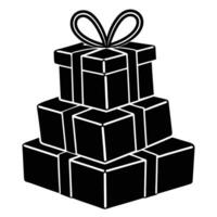 Two-Layer Stacked Gifts Silhouetted on White Background vector