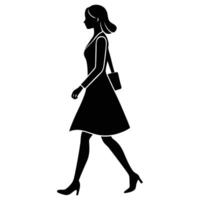 Feminine Walking Silhouette Depicting Movement on White Background vector