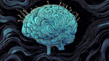 This brain illustration delves into creativity, innovation, and science from an artistic male scientists viewpoint, captivating viewers and inspiring exploration of these dynamic topics video