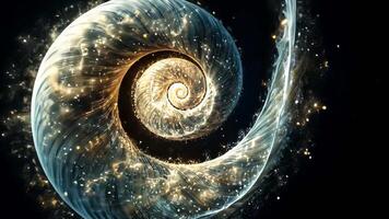 This cosmic spiral, resembling a nautilus shell, showcases the unity of art and science, revealing breathtaking patterns in nature that inspire wonder and connect artistic and scientific video