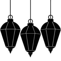 Romantic Floating Lantern Silhouette on White vector