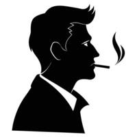 Smoking Man in Silhouette with Relaxed Pose vector