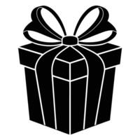 Wrapped Gift with Bow Silhouette on White vector