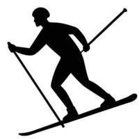 Dynamic Silhouette of Man Skiing Downhill vector