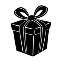 Gift Box with Ribbon Silhouette on White Background Representing Simple and Elegant Gift Presentation vector