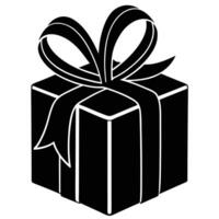 Wrapped Gift with Ribbon Silhouette Isolated on White vector