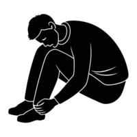 Exhausted Man Silhouette with Tired Pose on White Background Representing Fatigue and Stress vector