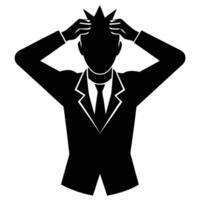 Stressed Man Silhouette on White Background vector