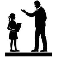 Teaching Child Silhouette on White Background vector