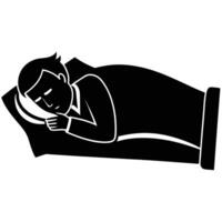 Relaxed Sleeping Man in Simple Silhouette on White Background vector