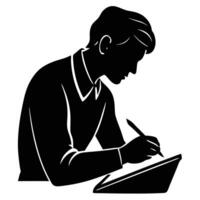 Man Writing Silhouette on White Background vector