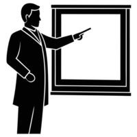 Teacher Silhouette Illustration on White Background Representing a Simple Teaching Gesture vector