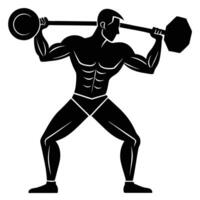 Working Out Man Silhouette Isolated on White vector