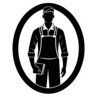Working Man Silhouette Isolated on White canvas vector